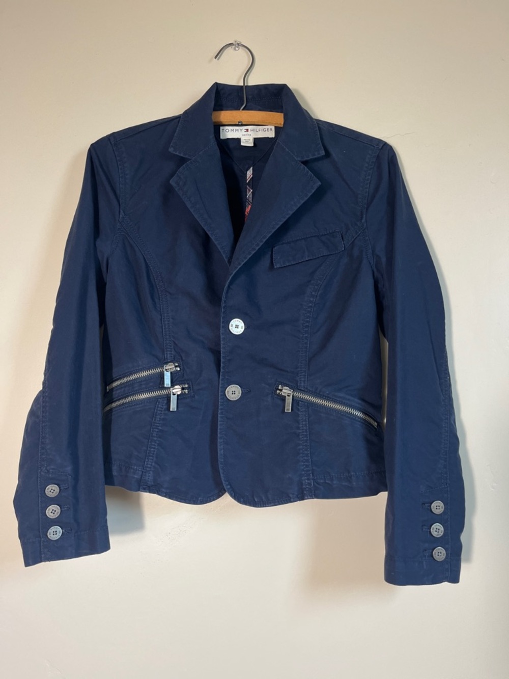 Tommy Hilfiger Dark Blue Casual Zip-Accent Blazer